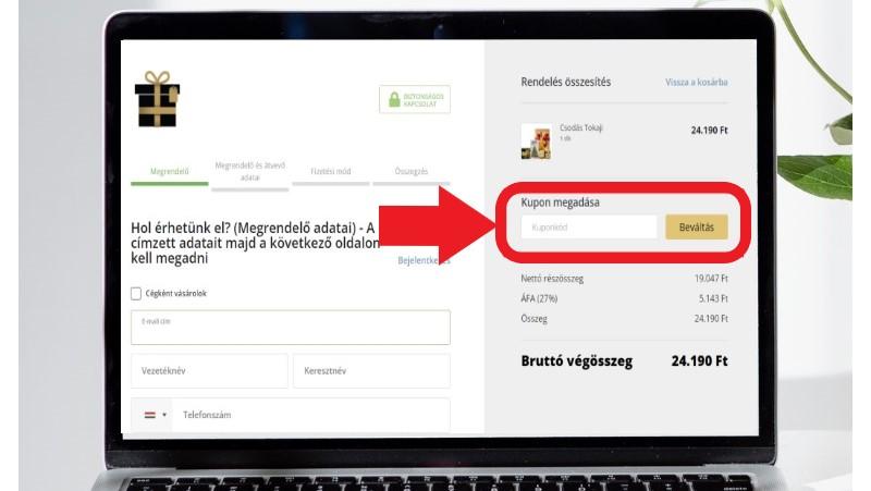 Kupon beváltás laptopon