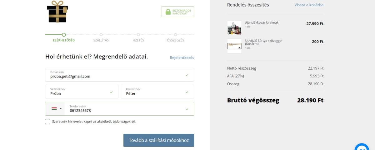 Ajándékküldési rendelés leadási segítség 1