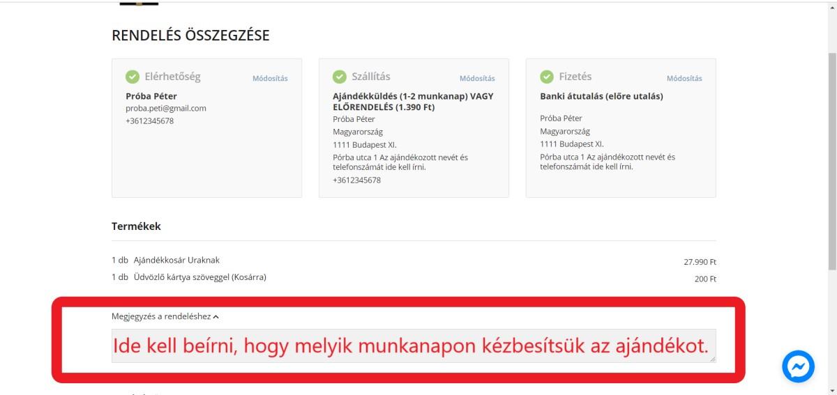 Ajándékküldés rendelési segítség 4