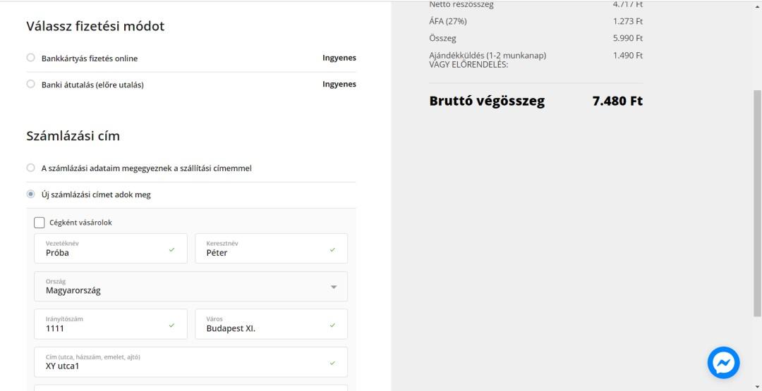 Ajándékküldési opcióhoz segítség 3