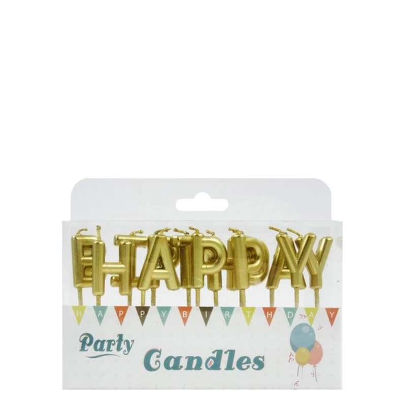 Happy birthday betű gyertya arany