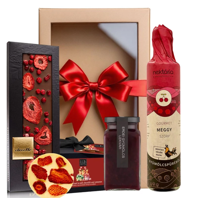 Alkoholmentes ajándékcsomag sok gyümölccsel
