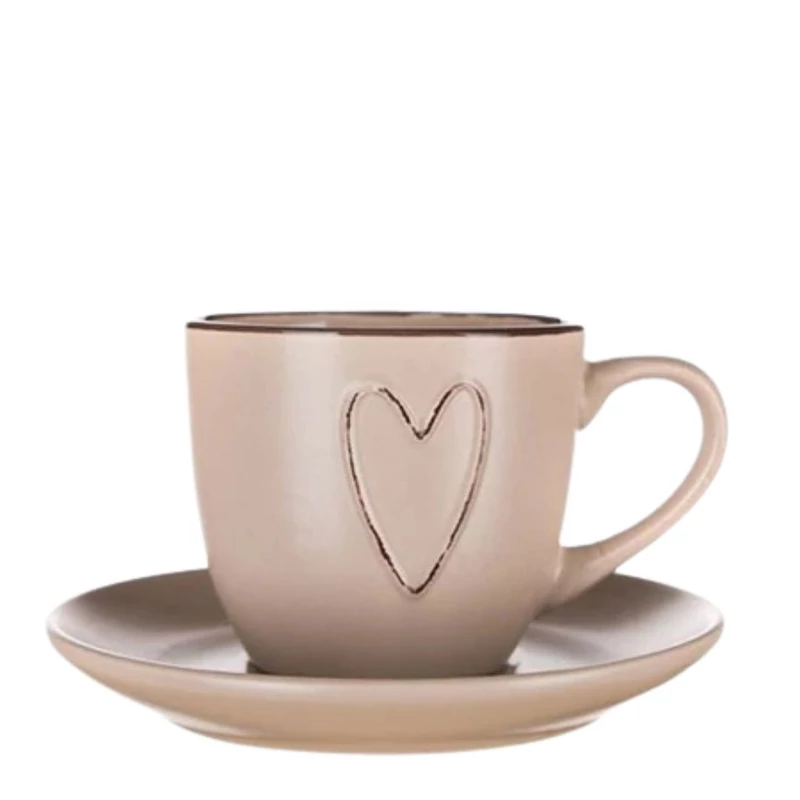 Szíves kerámia kávéscsésze